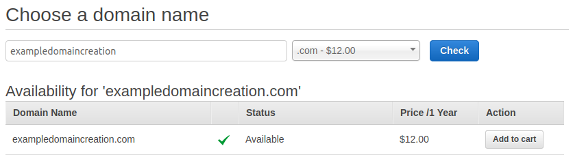 Amazon Route 53 domain registration availability